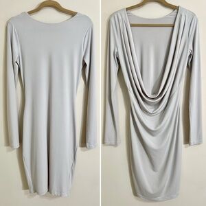 VICTORIA’S SECRET Long Sleeve Open Cowl Back Bodycon Stretch‎ Midi Dress Y2K Med